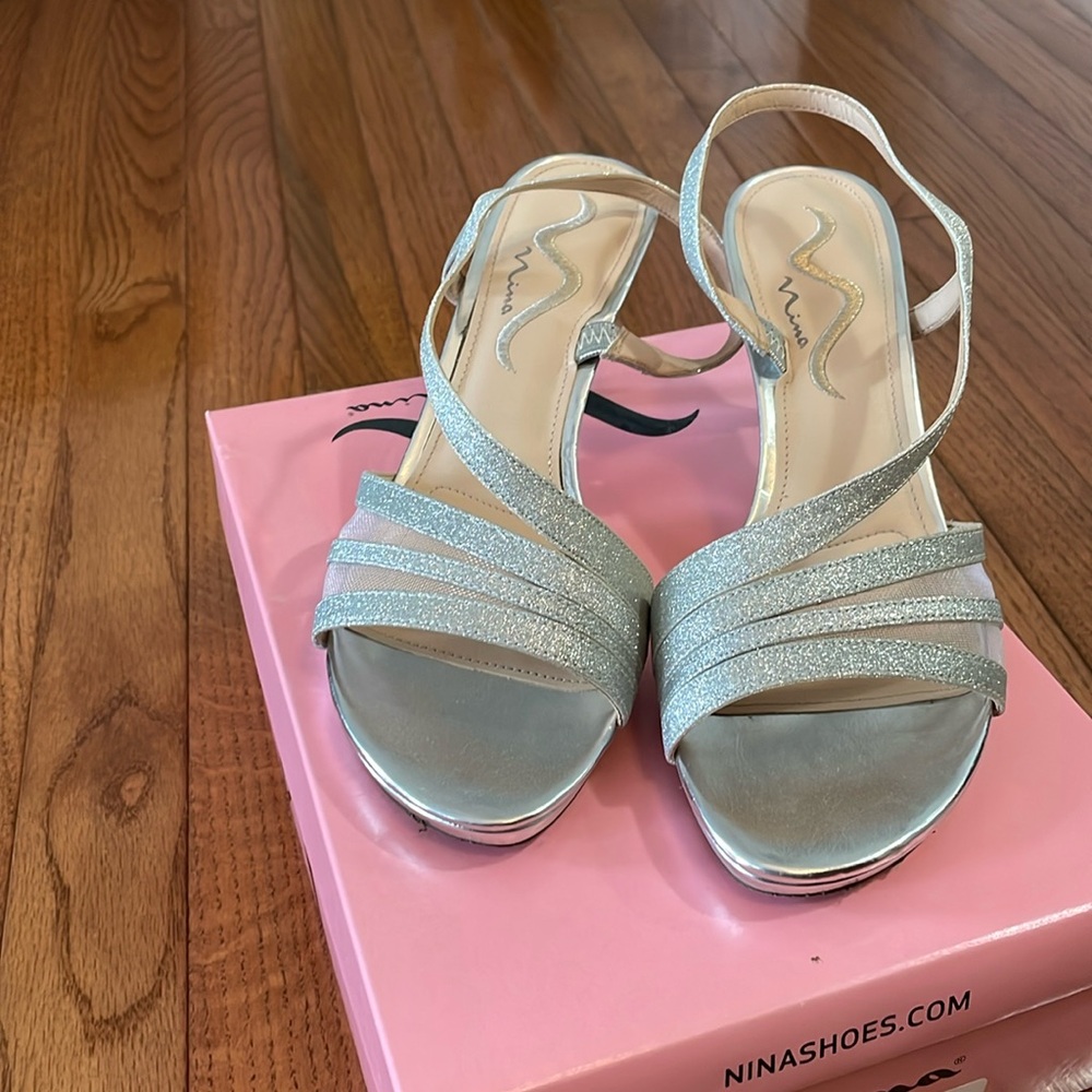 Nina silver sandals size 9.5M.